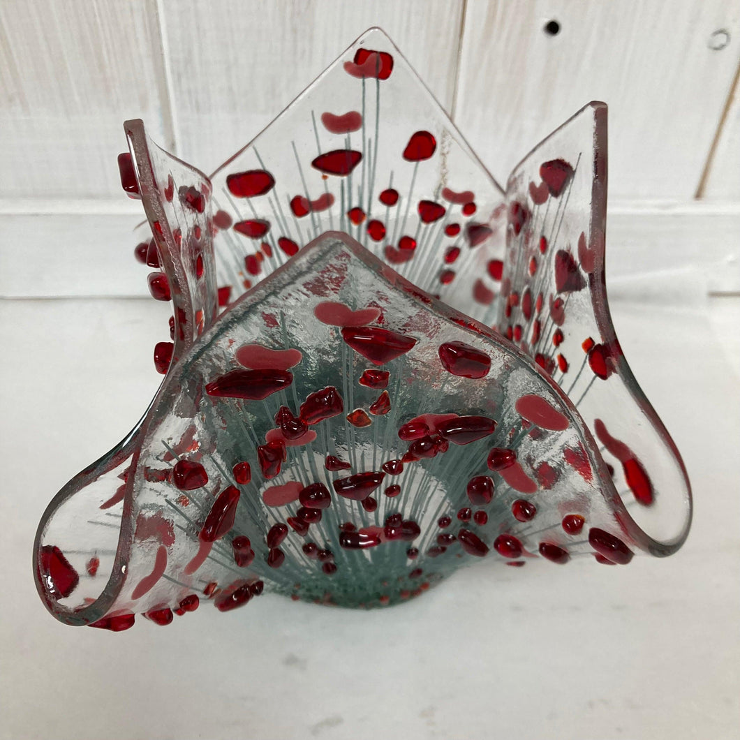 Poppy Fused Glass Tea light Vases by Pam Peters - The Coast Office